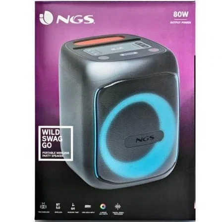 NGS Altavoz Portable Wild Swag Go Bluetooth 80W Luces LED TWS USB Aux NGS Altavoz Portable Wild Swag Go Bluetooth 80W Luces LED TWS USB Aux